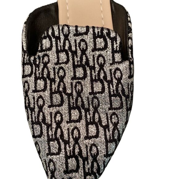 #328 FASHION Fabric Silver metallic Mules - Picture 2 of 8